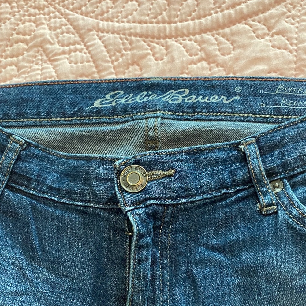 Eddie Bauer Women's Relaxed Fit Blue Jeans boyfriend cut size 10